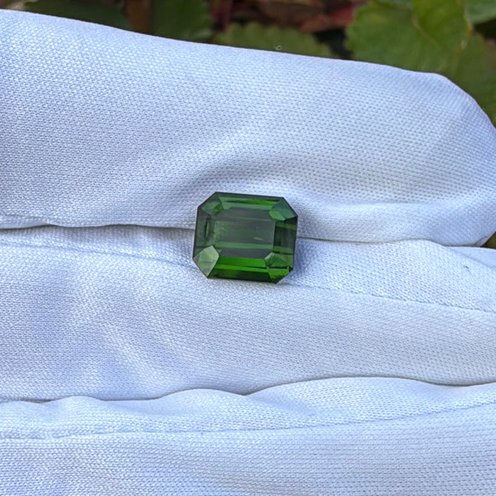 4.2 carat green tourmaline emerald cut