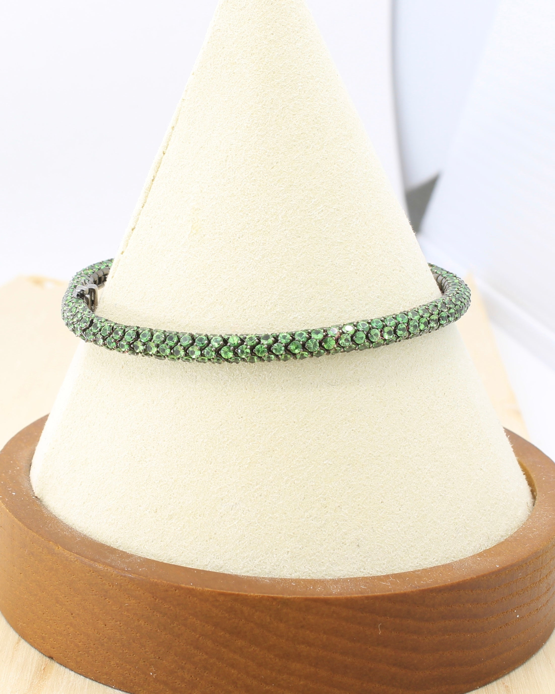 Tsavorite Domed Tennis Bracelet By Martin Katz - 18K Black Gold - 6.75”