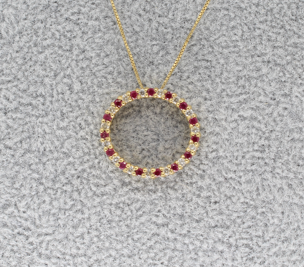 Ruby and Diamond Pendant and Necklace