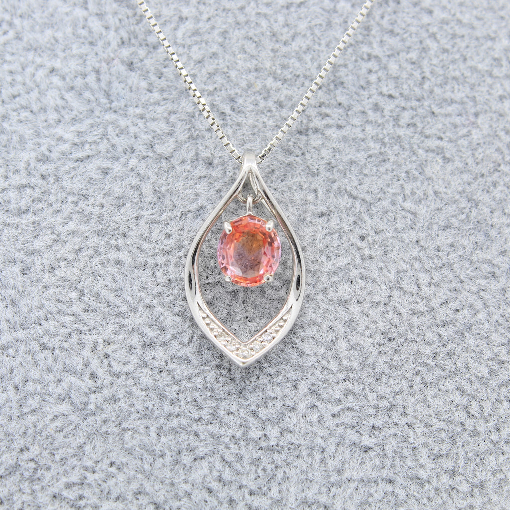 GIA Certified 1.09 Pink-Orange Zoned Sapphire Pendant - Sri Lanka / Ceylon