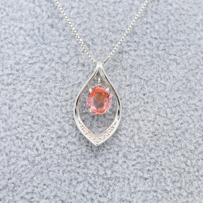 GIA Certified 1.09 Pink-Orange Zoned Sapphire Pendant - Sri Lanka / Ceylon