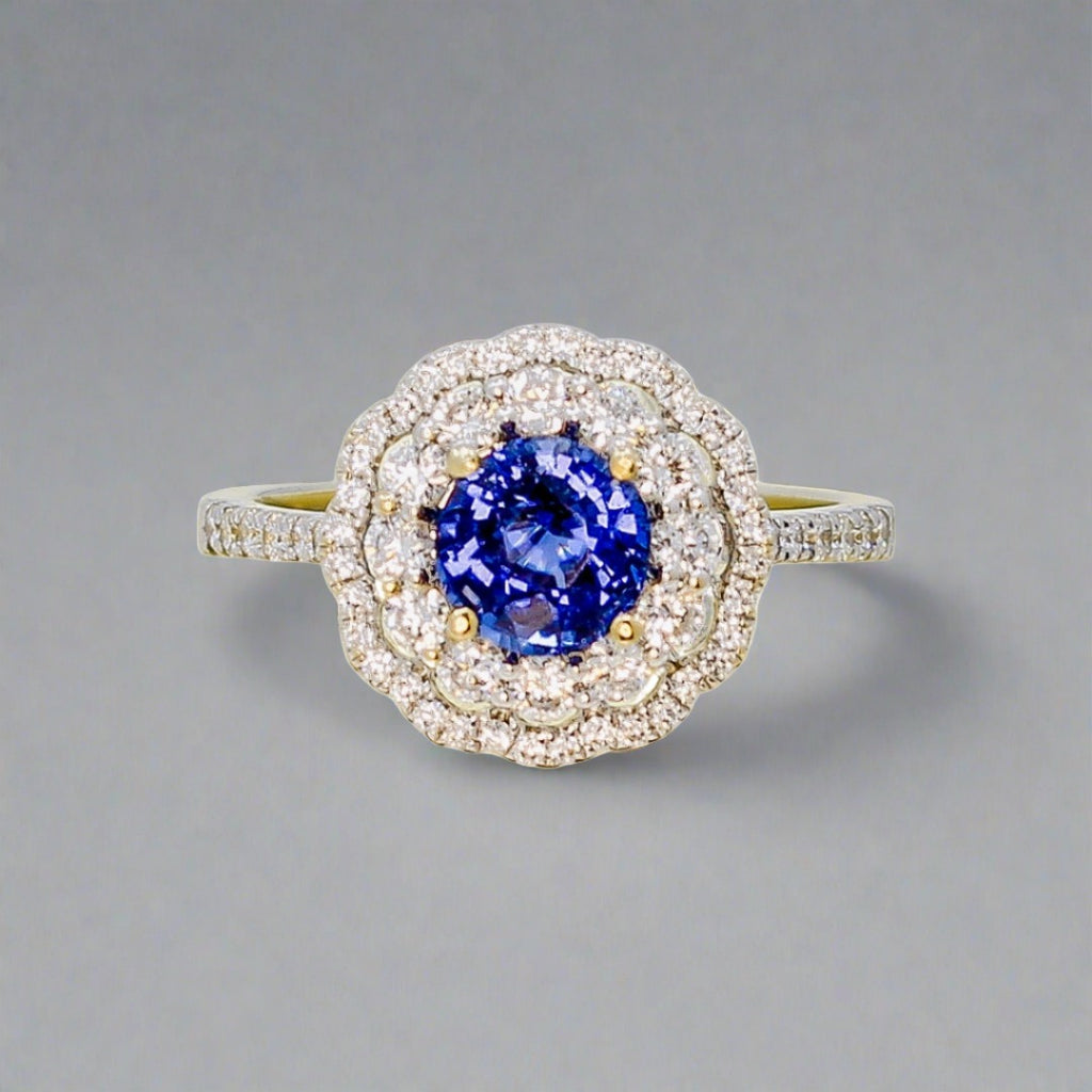 GIA Certified Cobalt Blue Spinel Engagement Ring