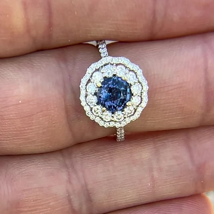 Cobalt blue spinel ring in 18k White Gold