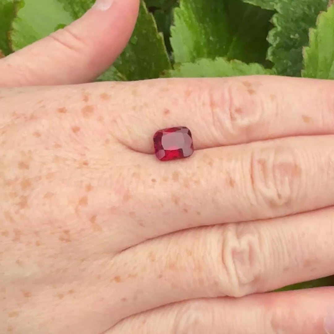 Red garnet 4 carats cushion cut color gemstone