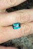 teal blue indicolite tourmaline cushion video on hand