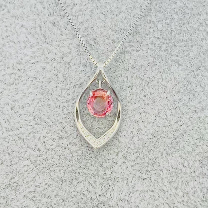 GIA Certified 1.09 Pink-Orange Zoned Sapphire Pendant - Sri Lanka / Ceylon