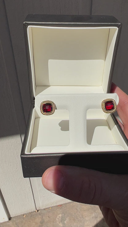 Vintage 14K Garnet Earring Studs