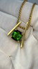 Green tourmaline asymmetrical pendant in 14k yellow gold